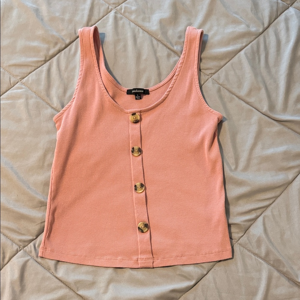 Pink Button-Down Tank Top